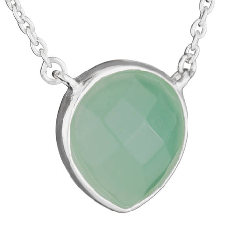 Sweet Sterling Silver Necklace ~ Faceted Green Cabochon