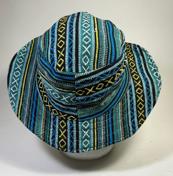 Cotton Striped Gheri Cloth Hat ~ Turquoise