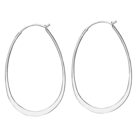 Sterling Silver Earrings ~ Oval Hoops