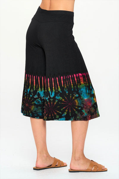 Capri Pants ~ Black with Tie-Dye