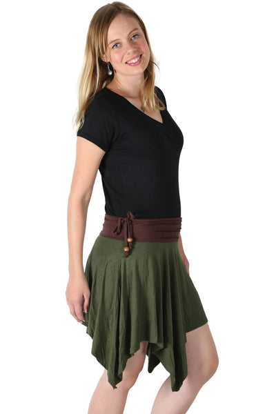 Faerie Hankie Hem Skirt - Olive Green