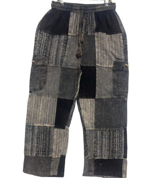 Cotton Patchwork Pants ~ Black & Grays