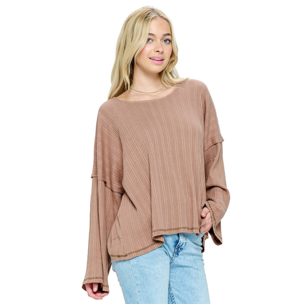Cozy Over-Sized Cotton Knit Top ~ Carmel