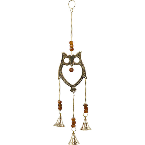 Owl ~ Brass and Glass Bead Wind Chime