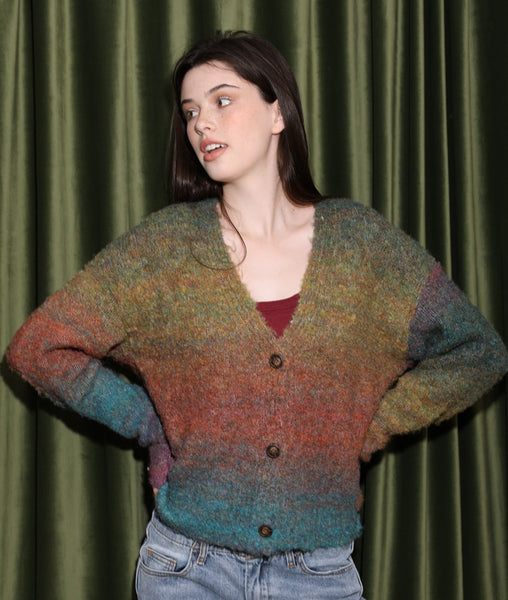 Cardigan Sweater ~ Soft Multicolor Tones