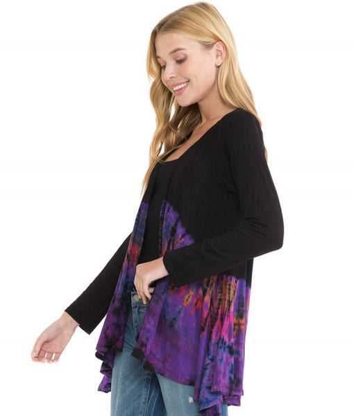 Tie-dye Swing Jacket ~ Black with Purple