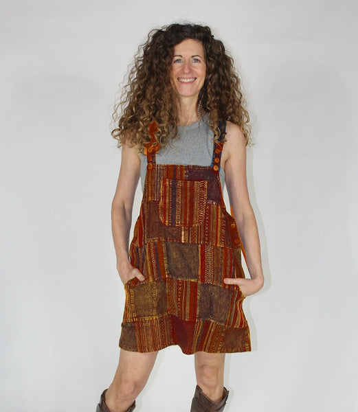 Cotton Patchwork Jumper ~ Olive or Brown