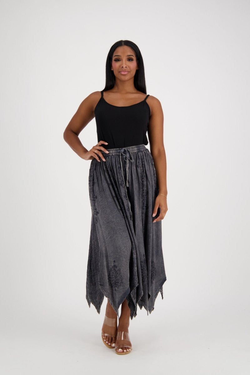 Beautiful Embroidered Skirt with Zig Zag Hem! 6 Colors!