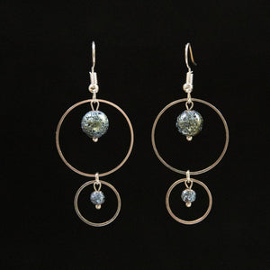 Brass & Stone Earrings ~ Double Circles
