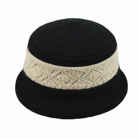 Wool Hat ~ Black with Tan Band