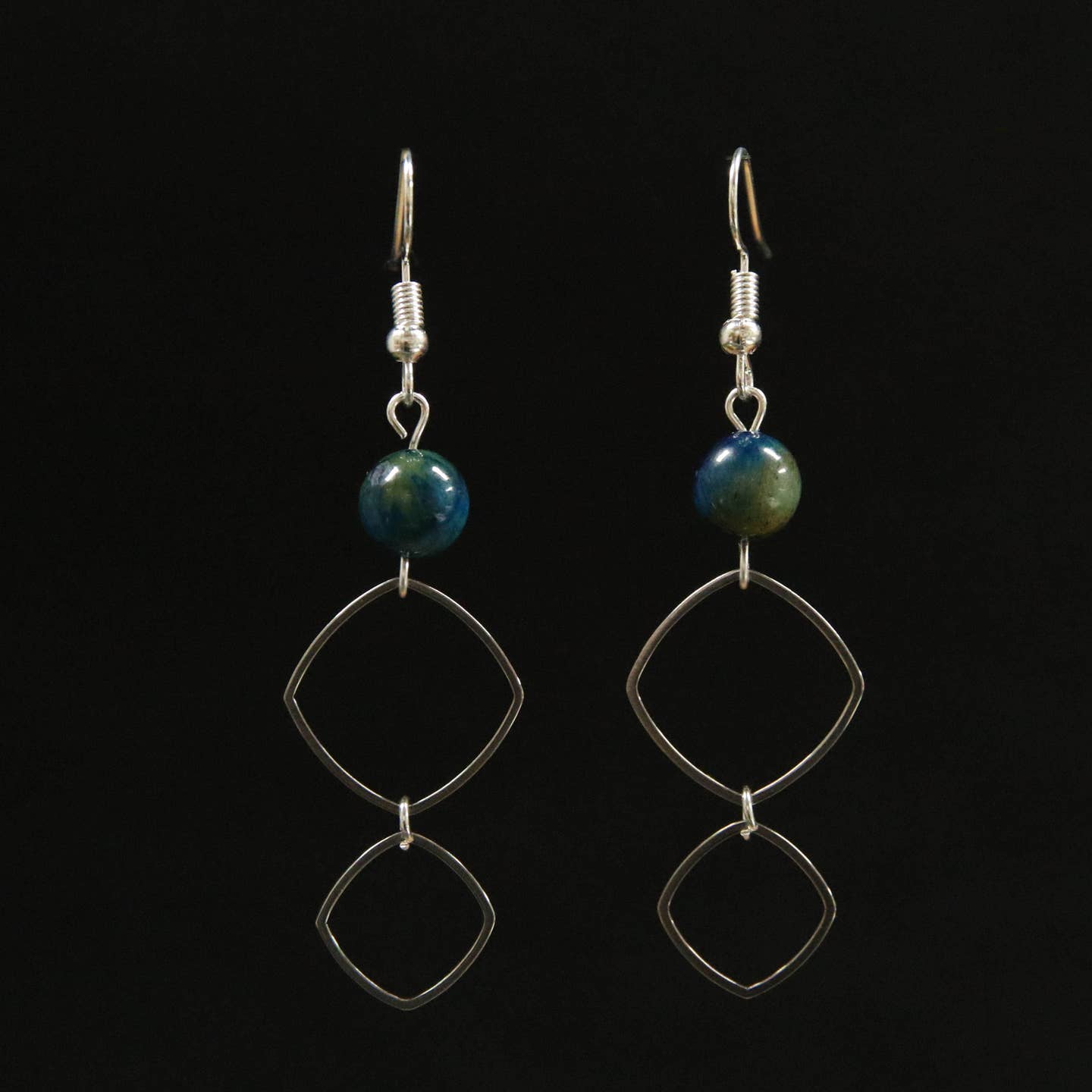 Brass & Glass Earrings ~ Green Beads