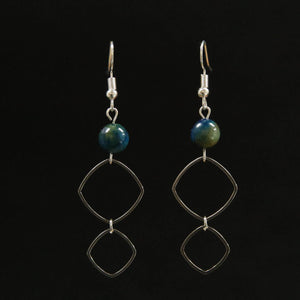 Brass & Glass Earrings ~ Green Beads
