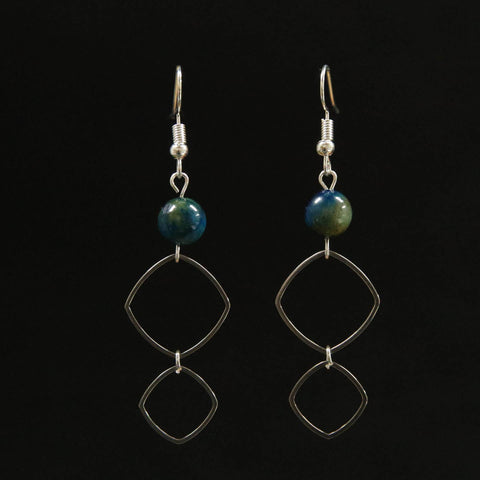 Brass & Glass Earrings ~ Green Beads