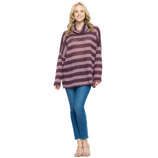 Cozy Striped Sweater ~ Purple