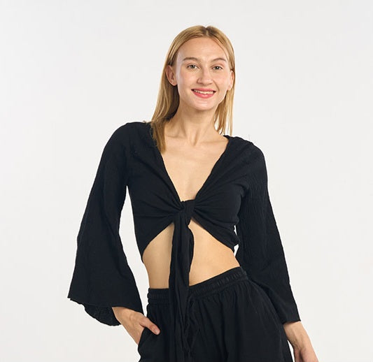 Cotton Bell Sleeve Shrug ~ White or Olive