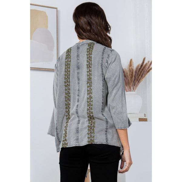 Kimono Style Stonewashed Jacket ~ Charcoal Gray
