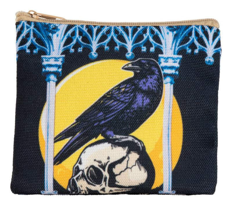 Cotton Printed Pouch ~ Crow & Skull