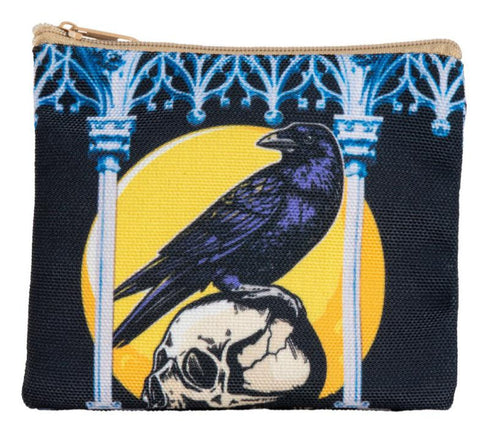 Cotton Printed Pouch ~ Crow & Skull