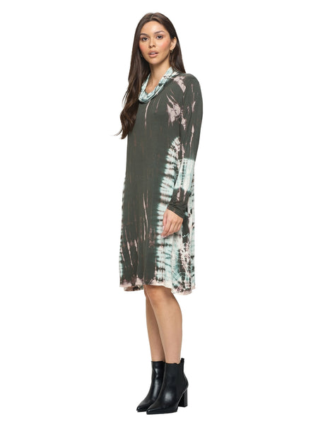 Long Sleeve Tie-dye Dress ~ Green