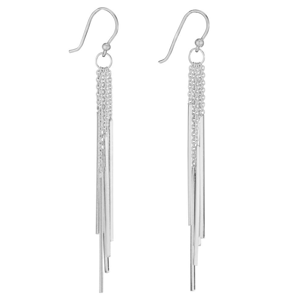 Sterling Silver Earrings ~ Chain & Bar Drops