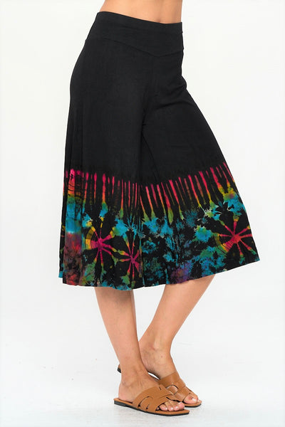 Capri Pants ~ Black with Tie-Dye