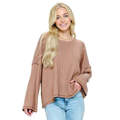 Cozy Over-Sized Cotton Knit Top ~ Carmel