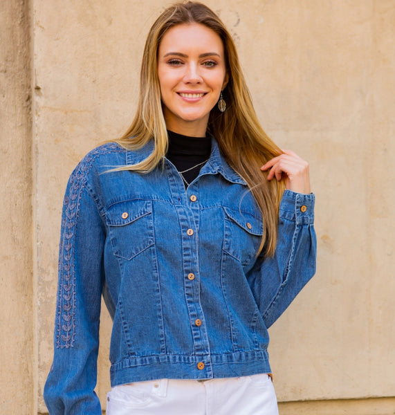 Embroidered Cotton Denim Jacket