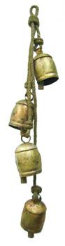 Four Recycled Metal Bells on Rope