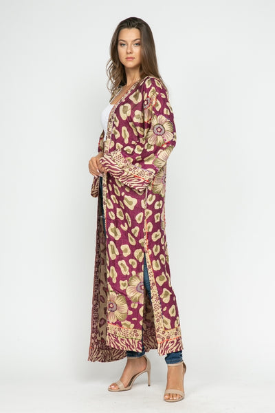 Awesome Embroidered Kimono Duster ~ Mulberry