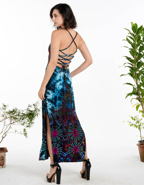 Beautiful Long Tie-Dye Dress ~ Blue-Purple