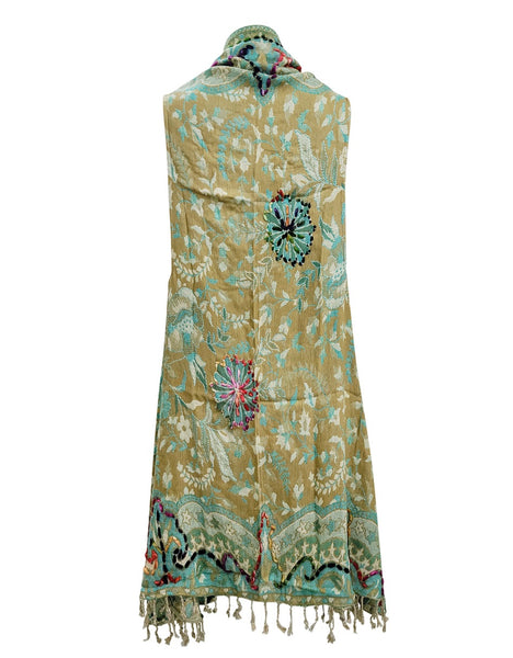 Amazing Embroidered Vest ~ Aqua & Mocha