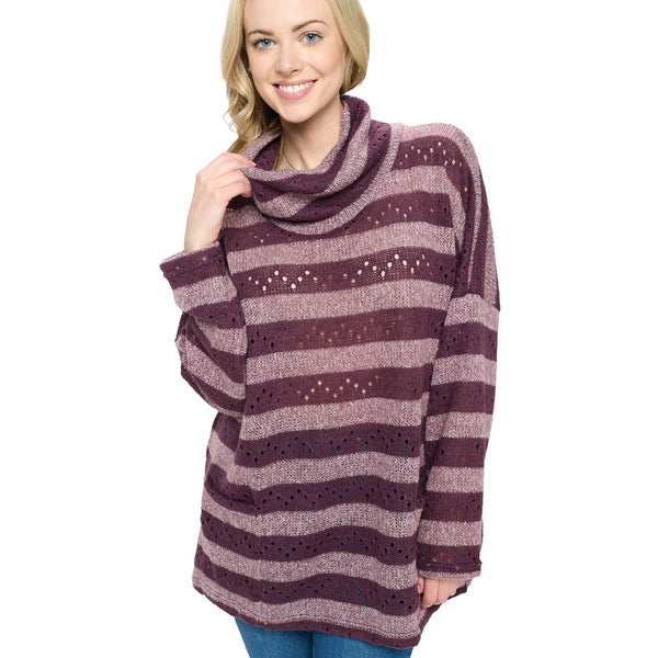 Cozy Striped Sweater ~ Purple