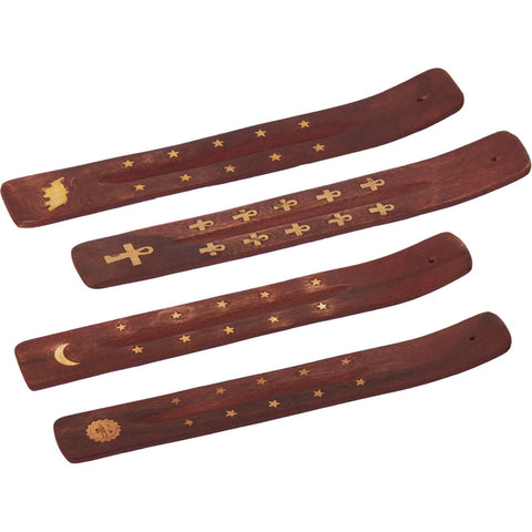 Wooden Incense Trays ~ Assorted Brass Inlay Designs