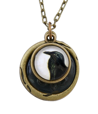 Photo Glass Charm Necklace ~ Crow