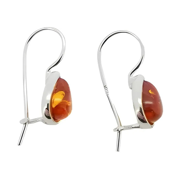 Amber & Sterling Earrings ~ Tear Drops