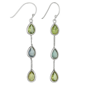 Sterling Silver Earrings ~ Rainchain Peridot & Apatite