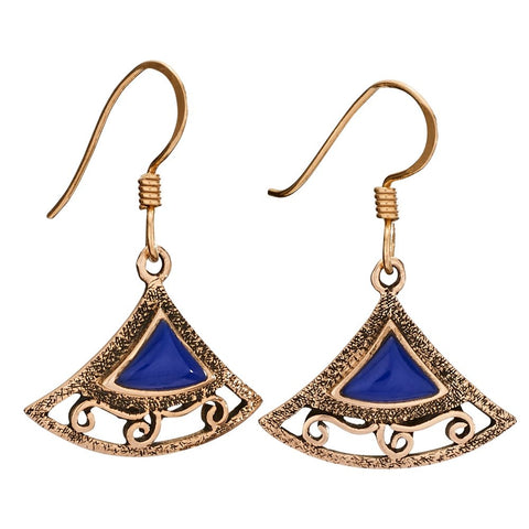 Bronze & Lapis Earrings ~ Triangles