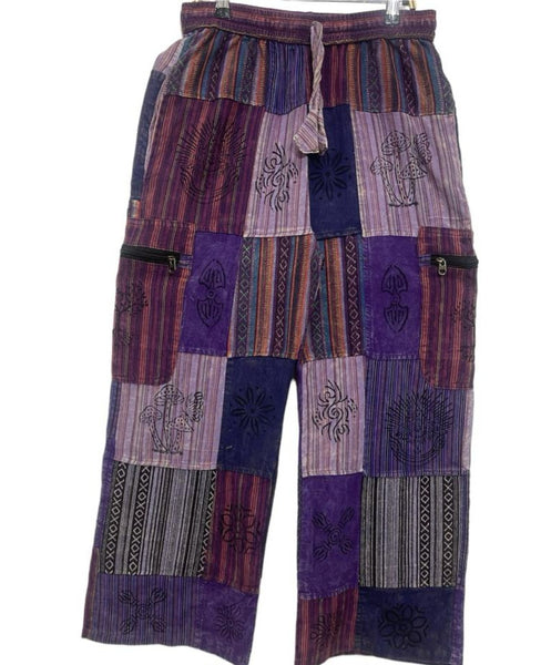 Cotton Patchwork Pants ~ Purples