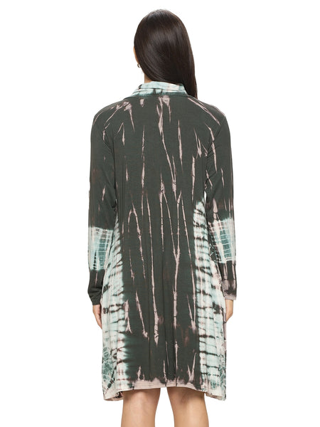 Long Sleeve Tie-dye Dress ~ Green