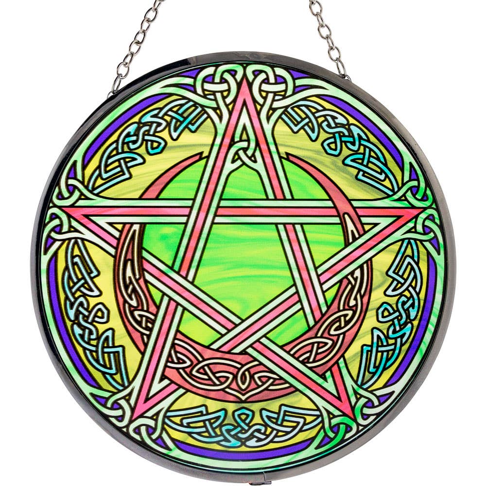 Stained Glass Sun Catcher ~ Celtic Pentacle