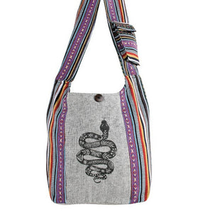 Snake Motif Cotton Sling Bag