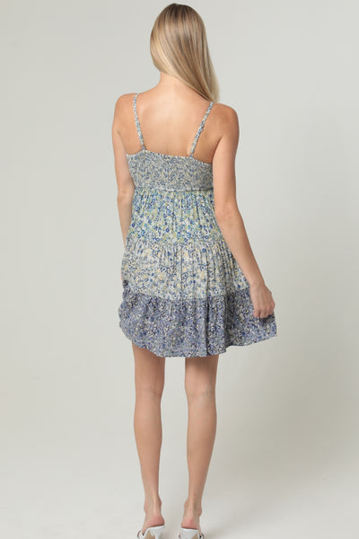 Spaghetti Strap Sundress ~ Blue~Green Print