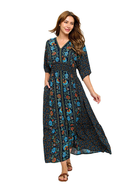 Floral Dress with Ruched Waistline