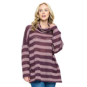Cozy Striped Sweater ~ Purple
