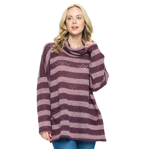 Cozy Striped Sweater ~ Purple