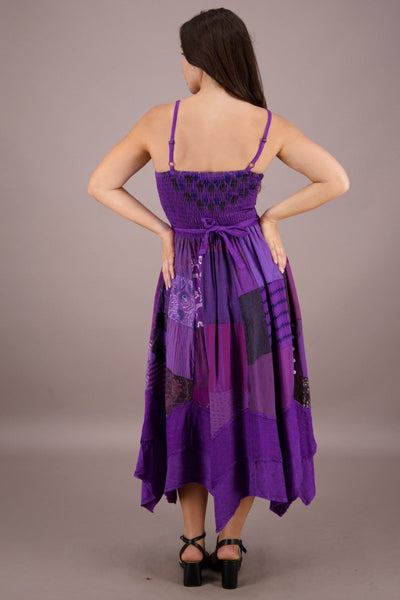 Patchwork Peasant Dress ~ Purples