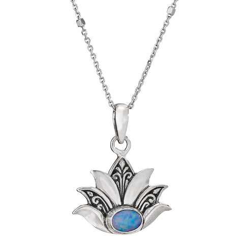 Sterling Silver Pendant ~ Opal Lotus