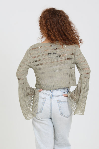 Olive Green Shrug with Angel Sleeves