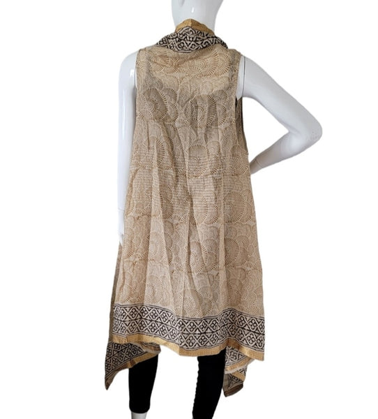 Long Vest ~ Block Printed ~ Gold