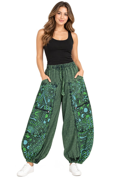 Fabulous Patchwork Harem Cargo Pants ~ Teal Green